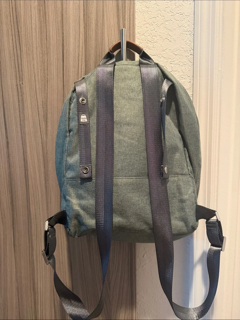 Everyday Green Canvas Backpack with Brown Trim
